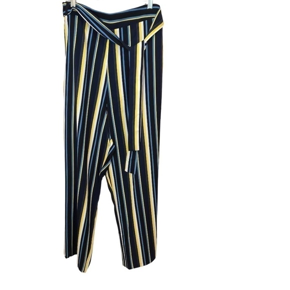 Maree Pour Toi Blue Yellow Striped Wide Leg Pants Size 22 NWT - Picture 2 of 5